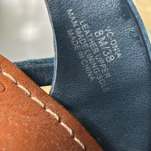 Vince Camuto Onia Slingback Gradient Wood Blue Suede Platform Wedge Sandals - Picture 6 of 8